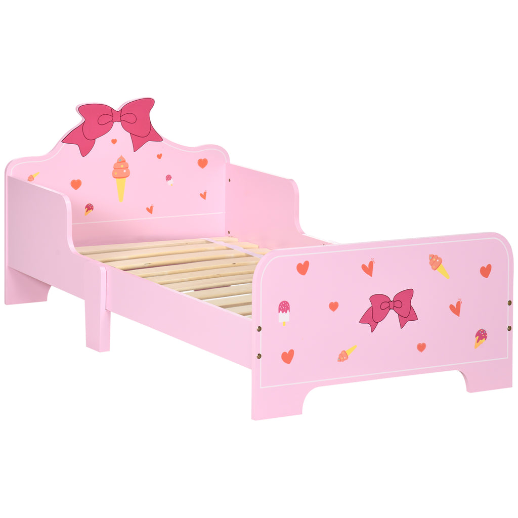 Low Kids Bed Frame with Bow Headboard