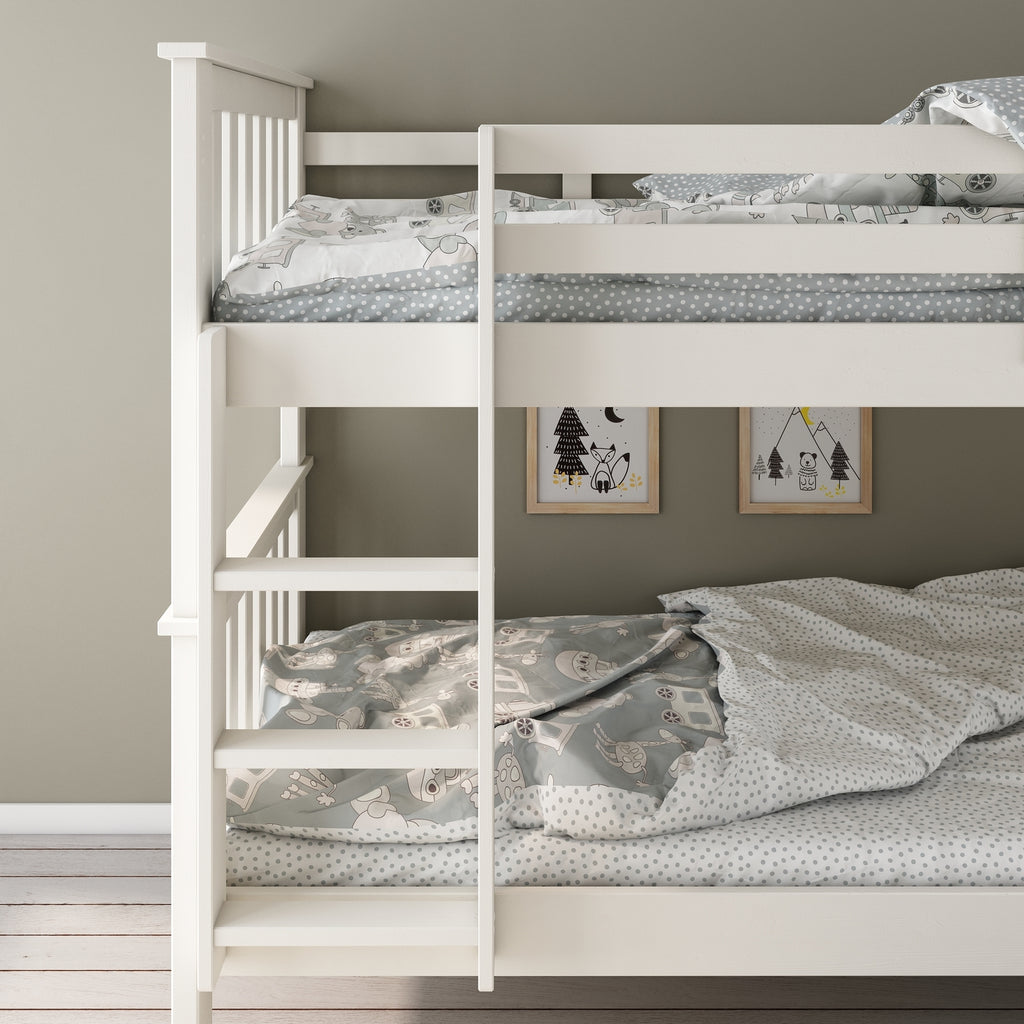 White Wooden Bunk Bed - 3ft Single | Carra