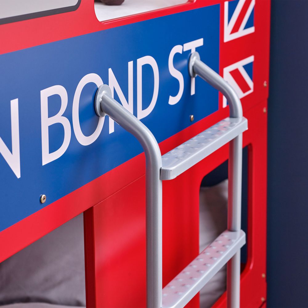 Bond Street London Bus Wooden Bunk Bed - Red