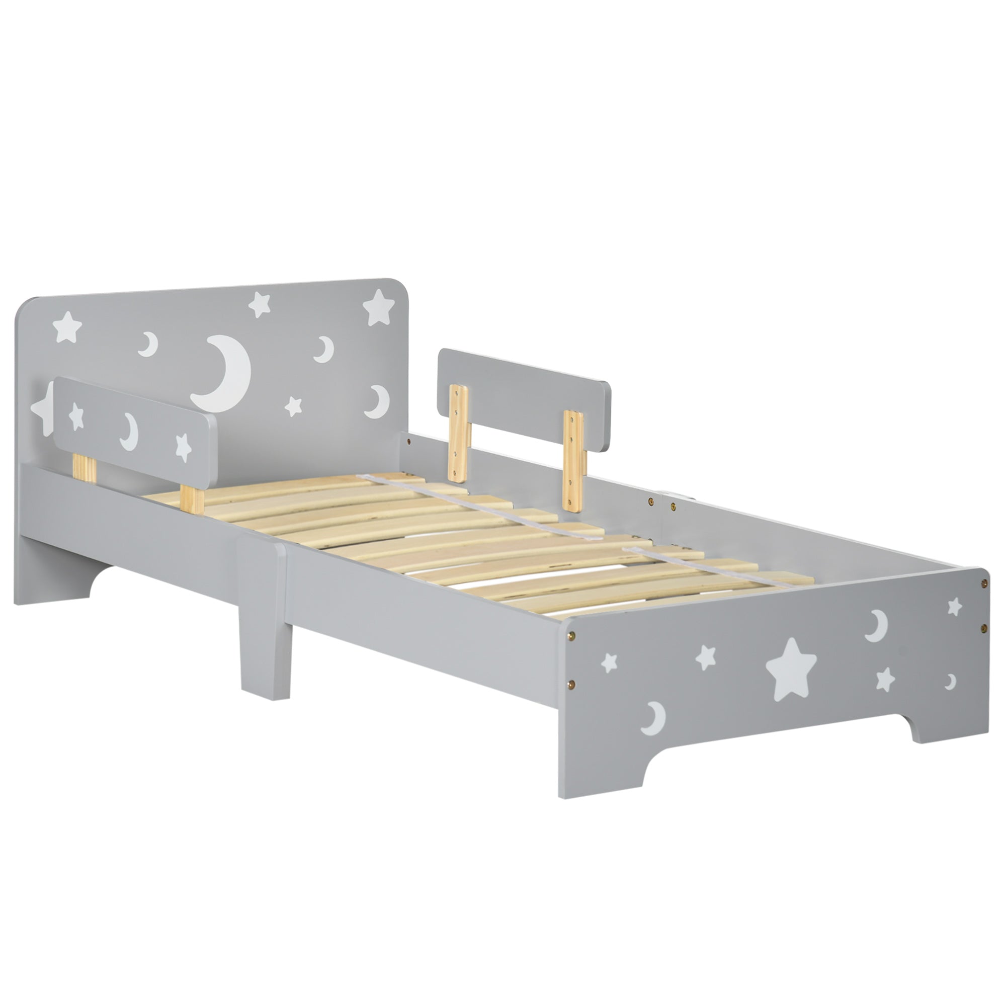 Low Kids Bed Frame with Stars and Moon Headboard