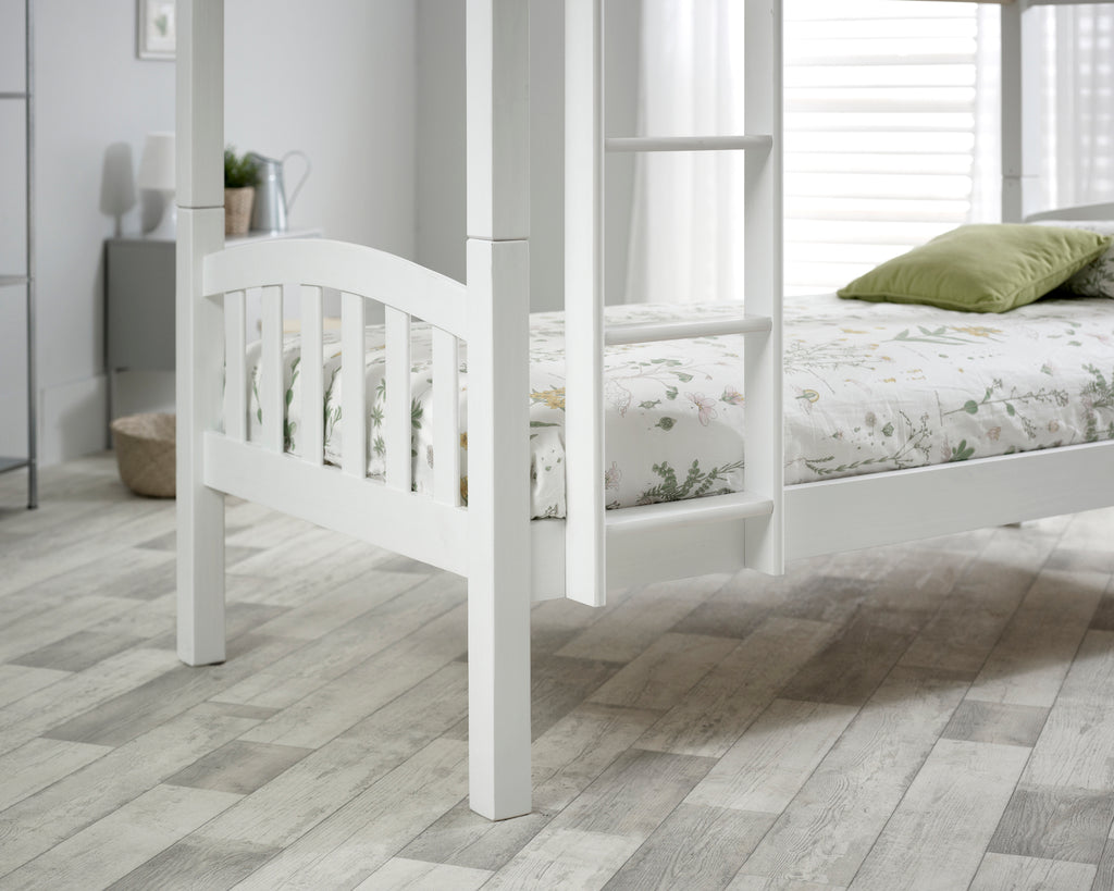 Mya White Wooden Bunk Bed - 3ft Single