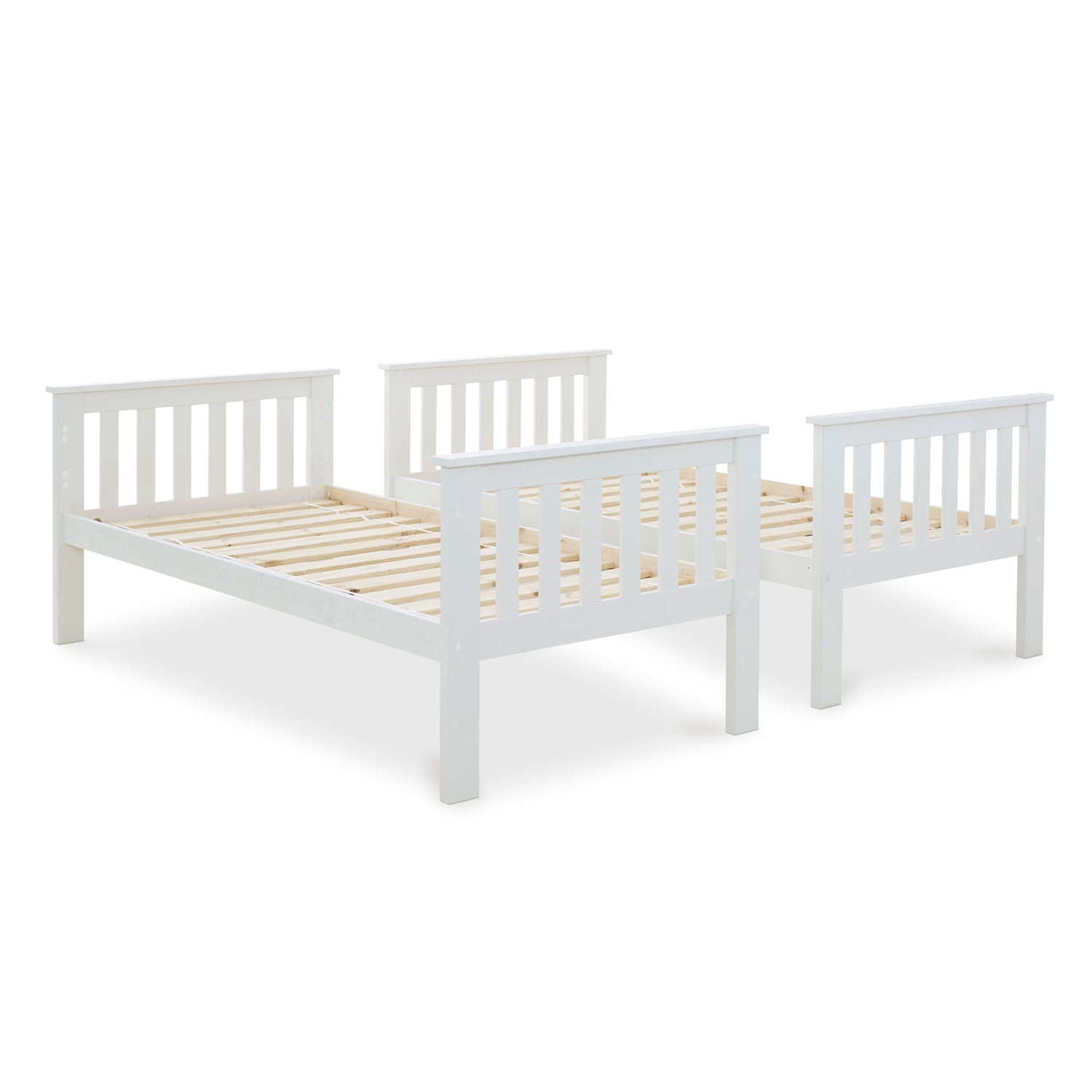 White Wooden Bunk Bed - 3ft Single | Carra