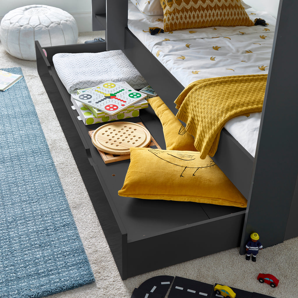 Grey Storage Bunk Bed - 3ft Single | Oliver