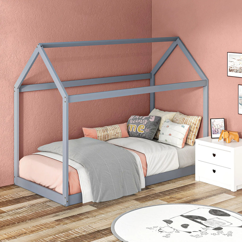 Olivia Grey Montessori House Frame Bed