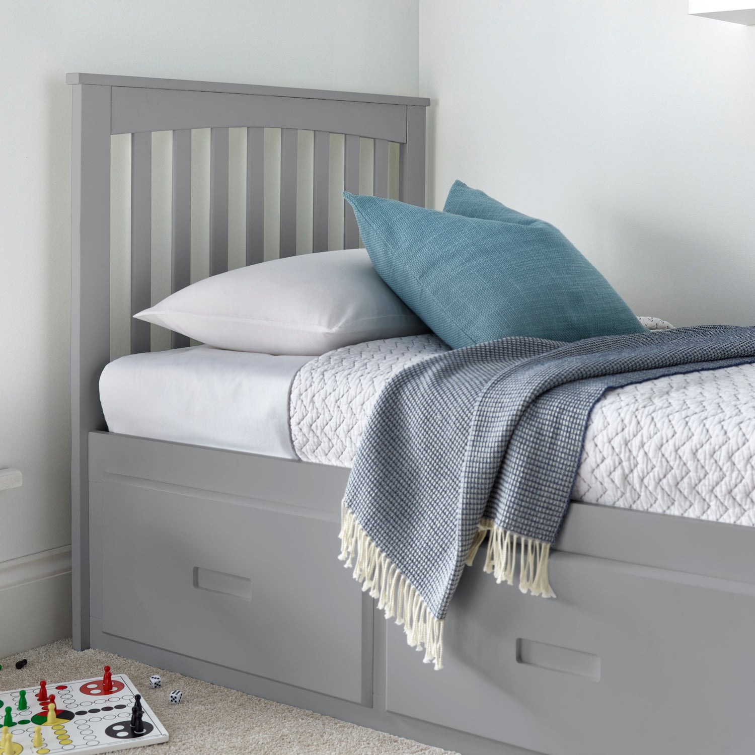 Quest Kids Grey Wooden Storage Bed with Drawers - 3ft Single