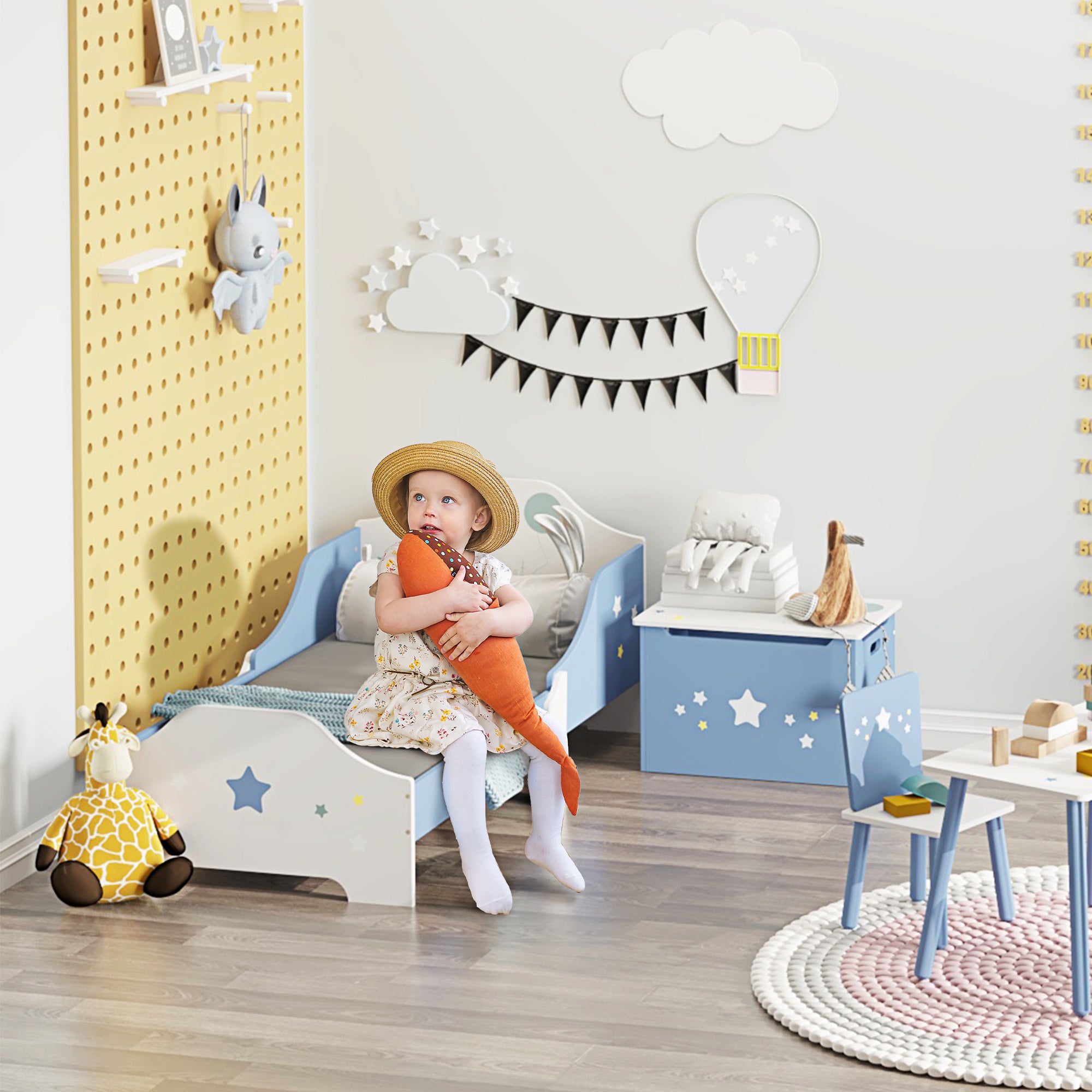 Low Kids Toddler Bed Frame with Sweet Hugs Headboard