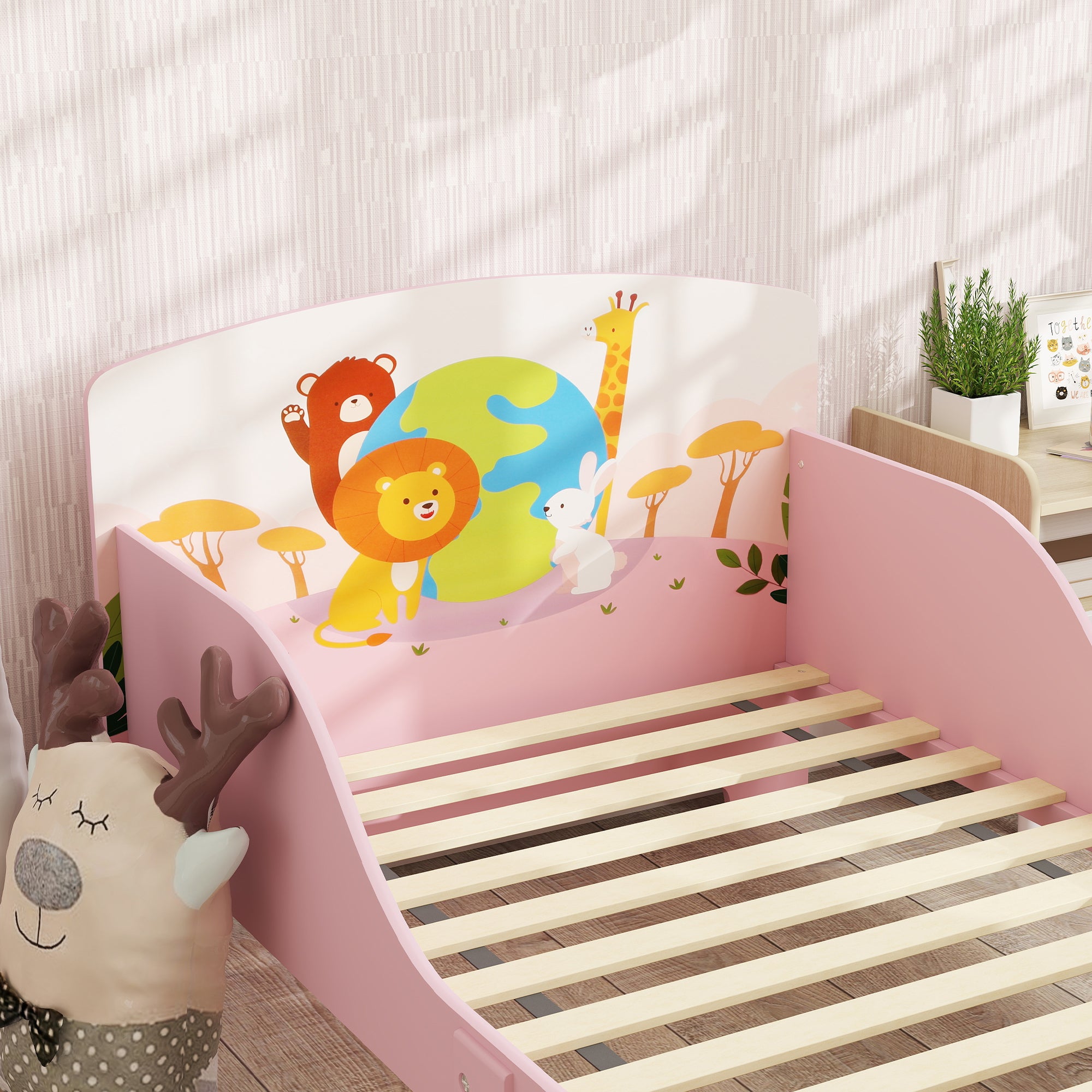 Low Kids Bed Frame with Animal Headboard