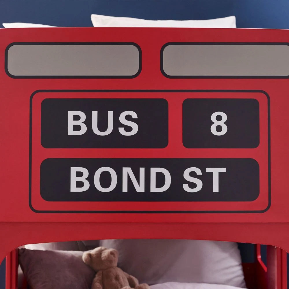 Bond Street London Bus Wooden Bunk Bed - Red