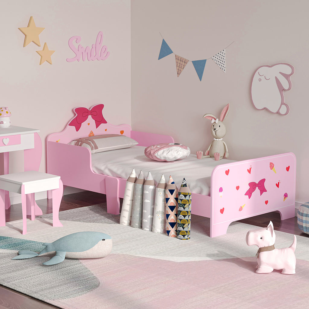 Low Kids Bed Frame with Bow Headboard