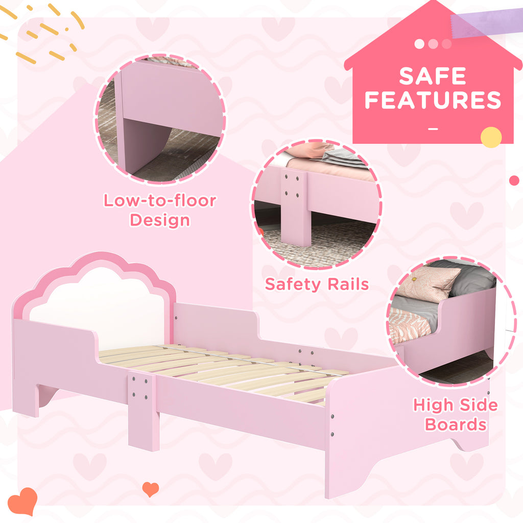 Low Kids Bed Frame with Pink Cloud Headboard