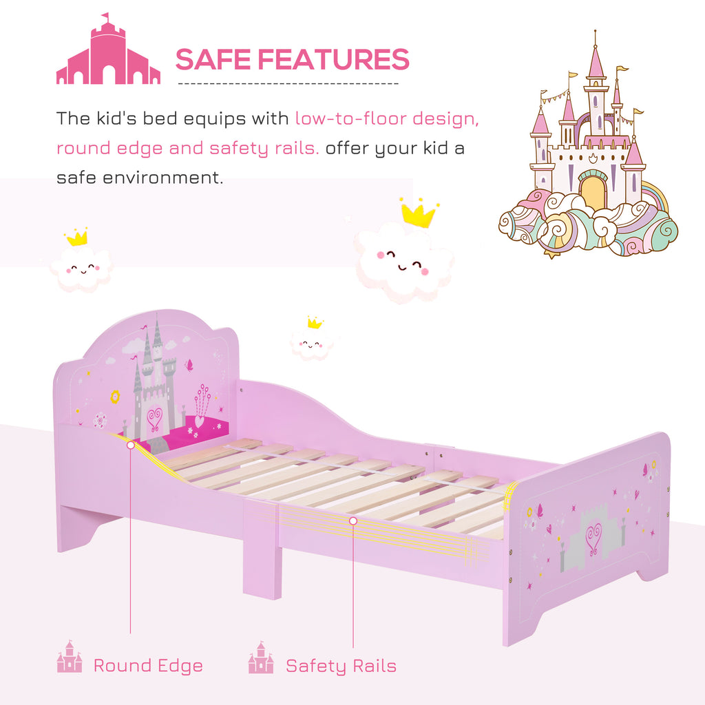 Low Kids Bed Frame with Princess Castle Headboard