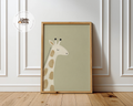 Mr. Giraffe Olive Green Nursery Print | Framed or Unframed