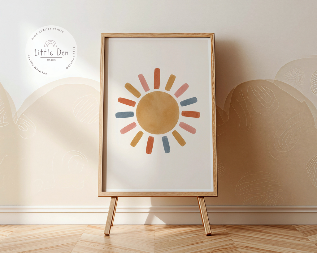 Boho Sun Nursery Print | Framed or Unframed