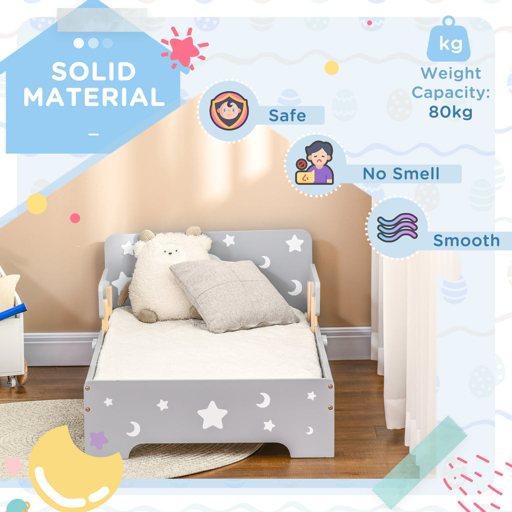 Low Kids Bed Frame with Stars and Moon Headboard