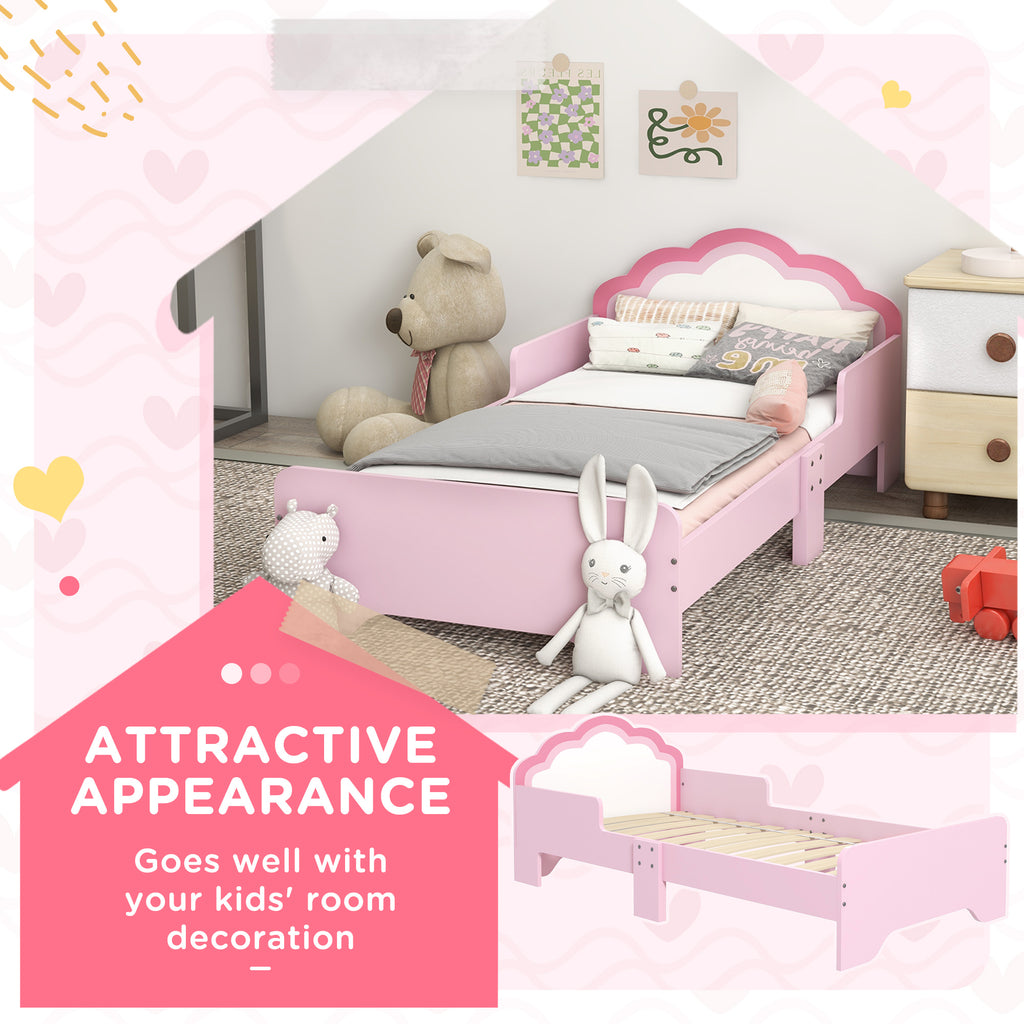 Low Kids Bed Frame with Pink Cloud Headboard