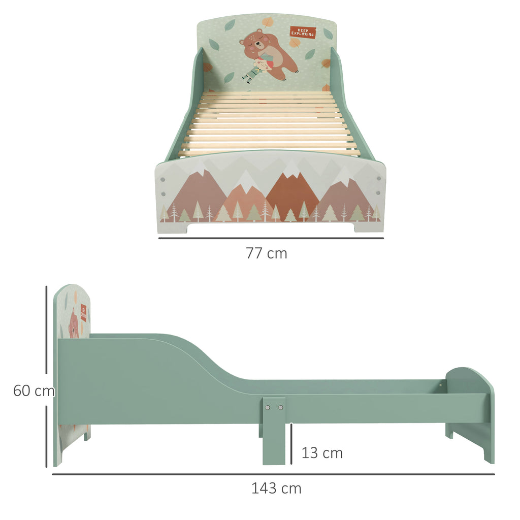 Low Kids Bed Frame with Bear Headboard