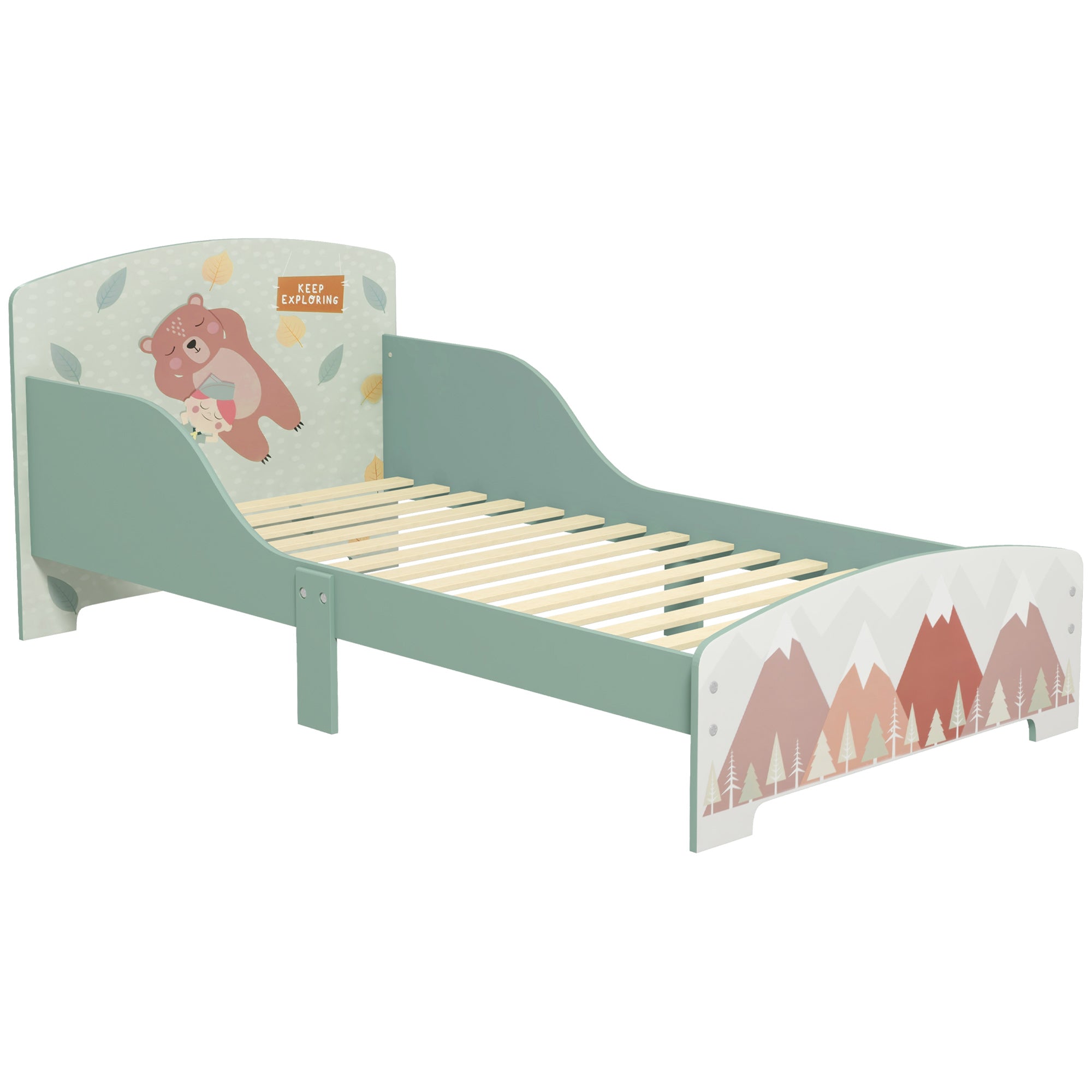 Low Kids Bed Frame with Bear Headboard