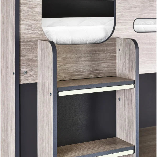 Hercules High Sleeper Bed – Anthracite & Woodgrain