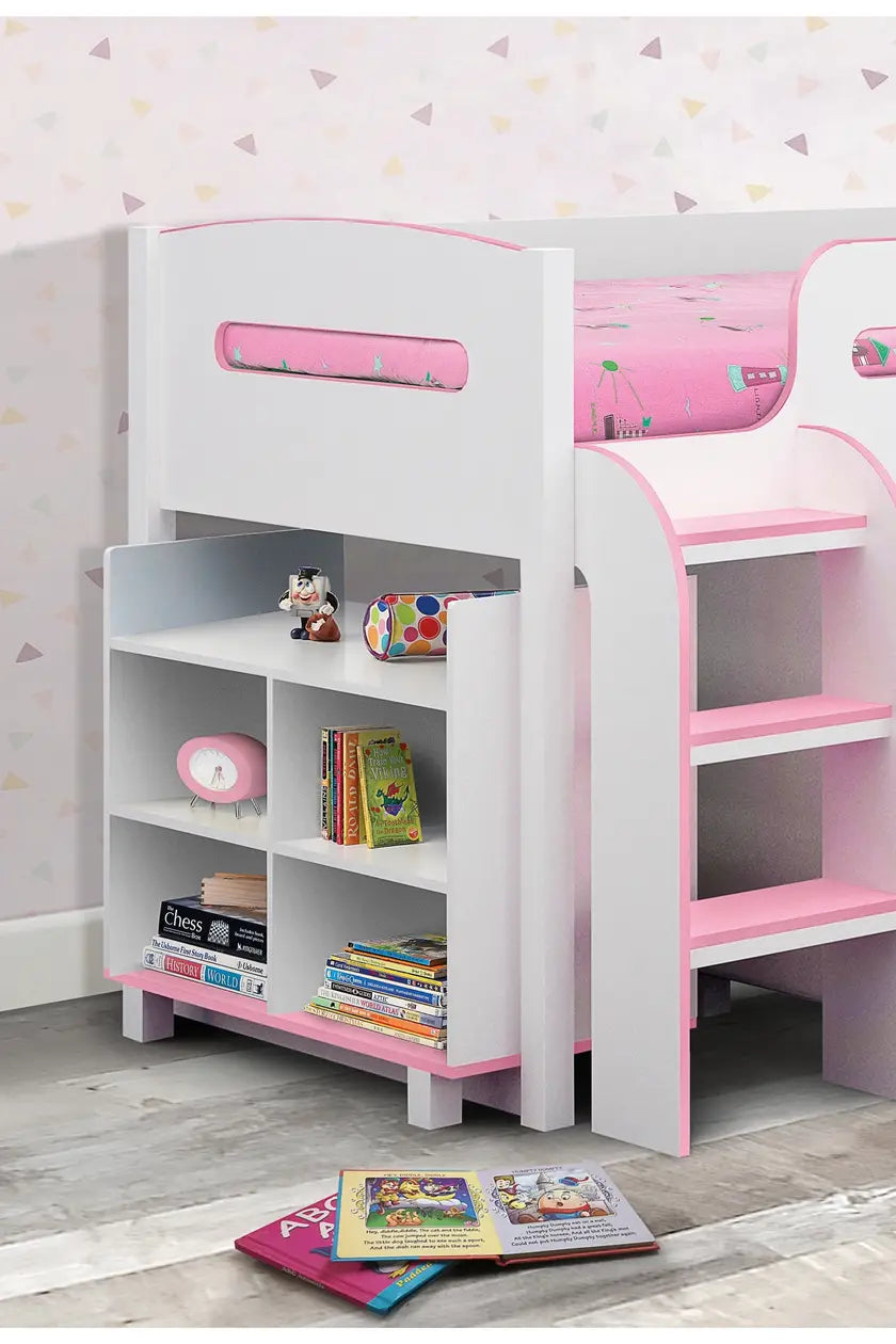 Kimbo 3ft Single Cabin Bed – Pink & White