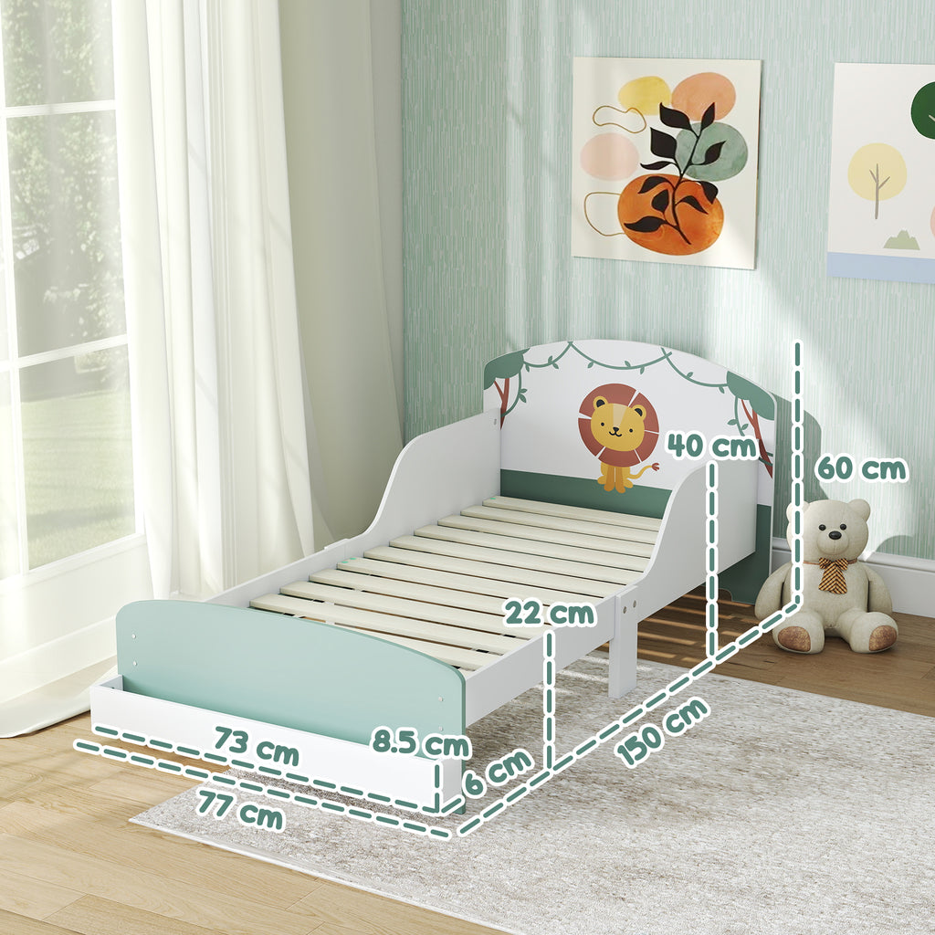 Low Kids Bed Frame with Lion Headboard