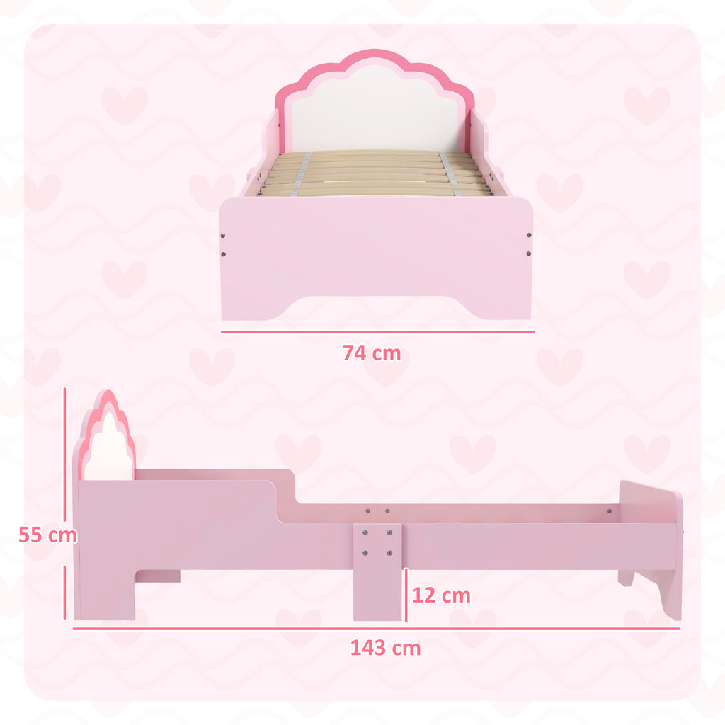 Low Kids Bed Frame with Pink Cloud Headboard