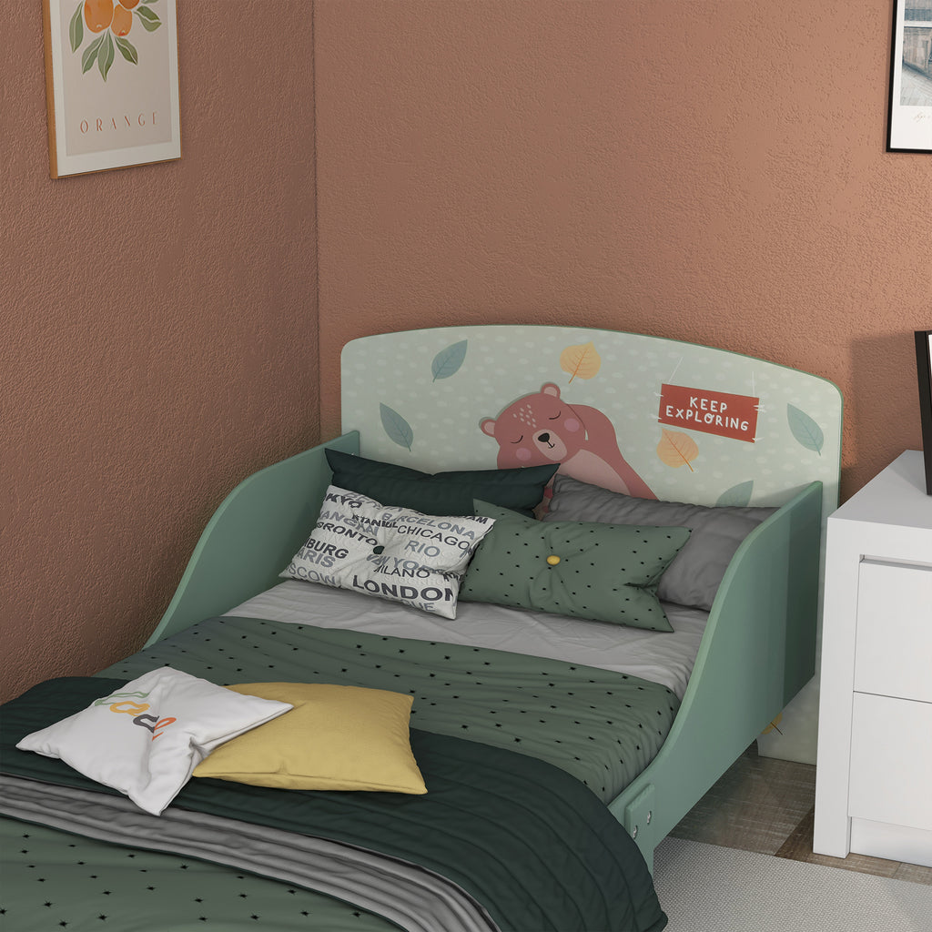 Low Kids Bed Frame with Bear Headboard