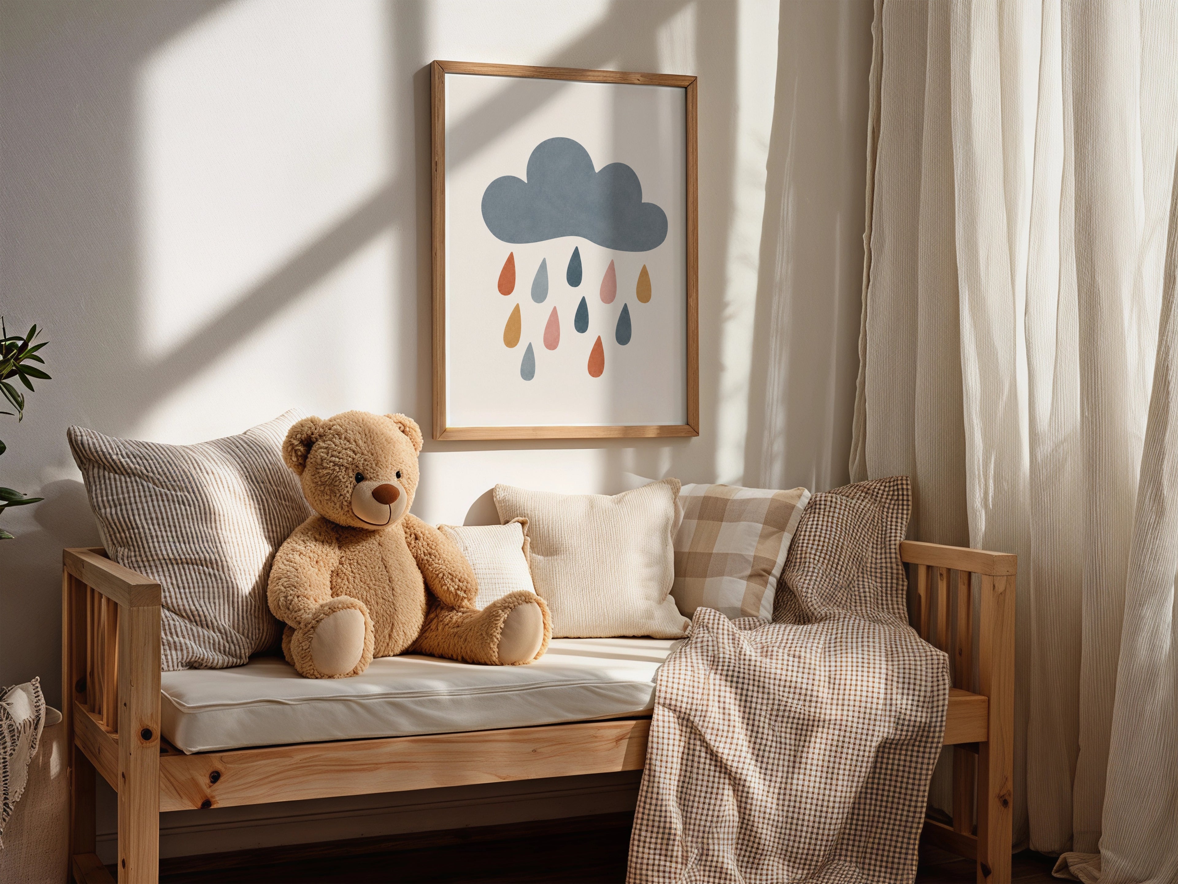 Boho Rain Cloud Nursery Print | Framed or Unframed