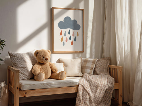 Boho Rain Cloud Nursery Print | Framed or Unframed