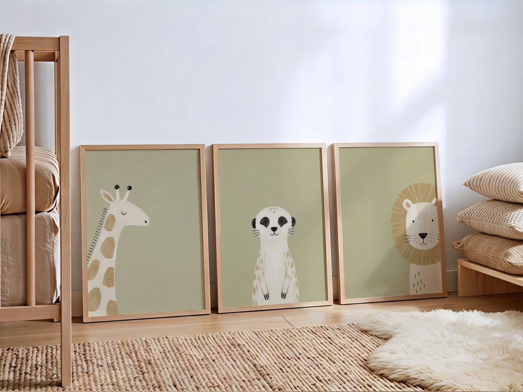 Mr. Lion Olive Green Nursery Print | Framed or Unframed