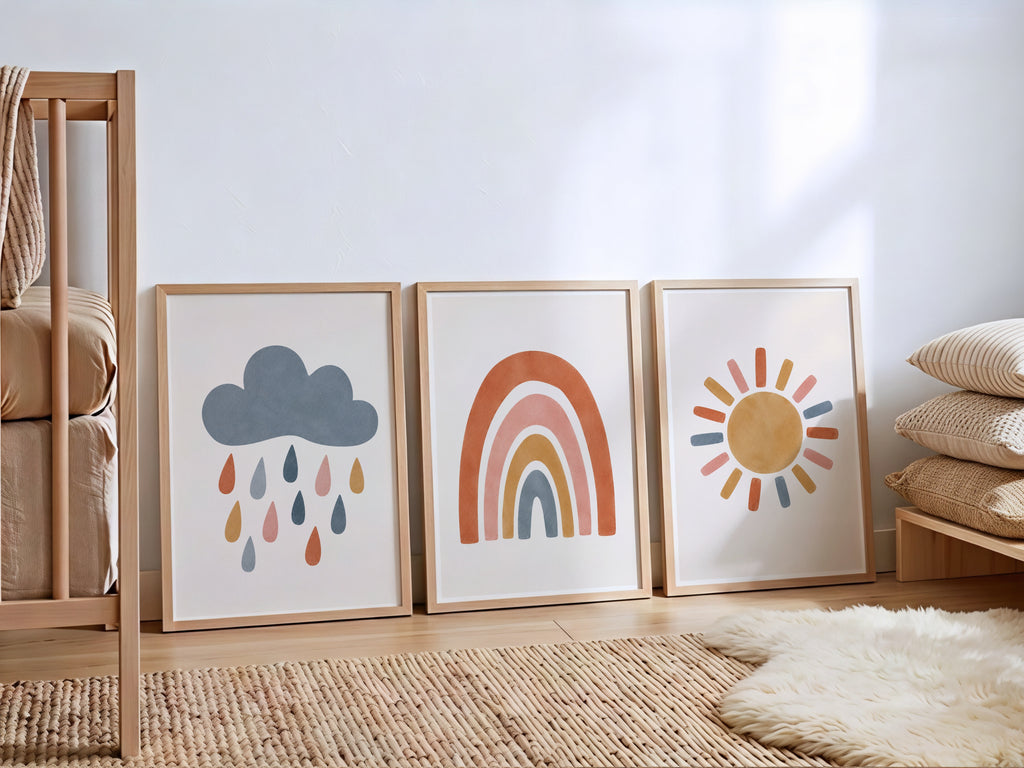 Boho Rain Cloud Nursery Print | Framed or Unframed