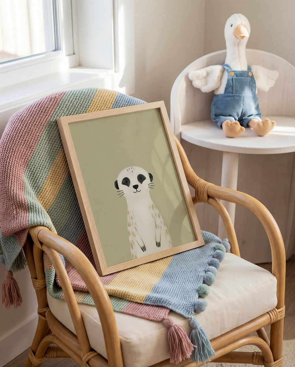 Mr. Meerkat Olive Green Nursery Print | Framed or Unframed