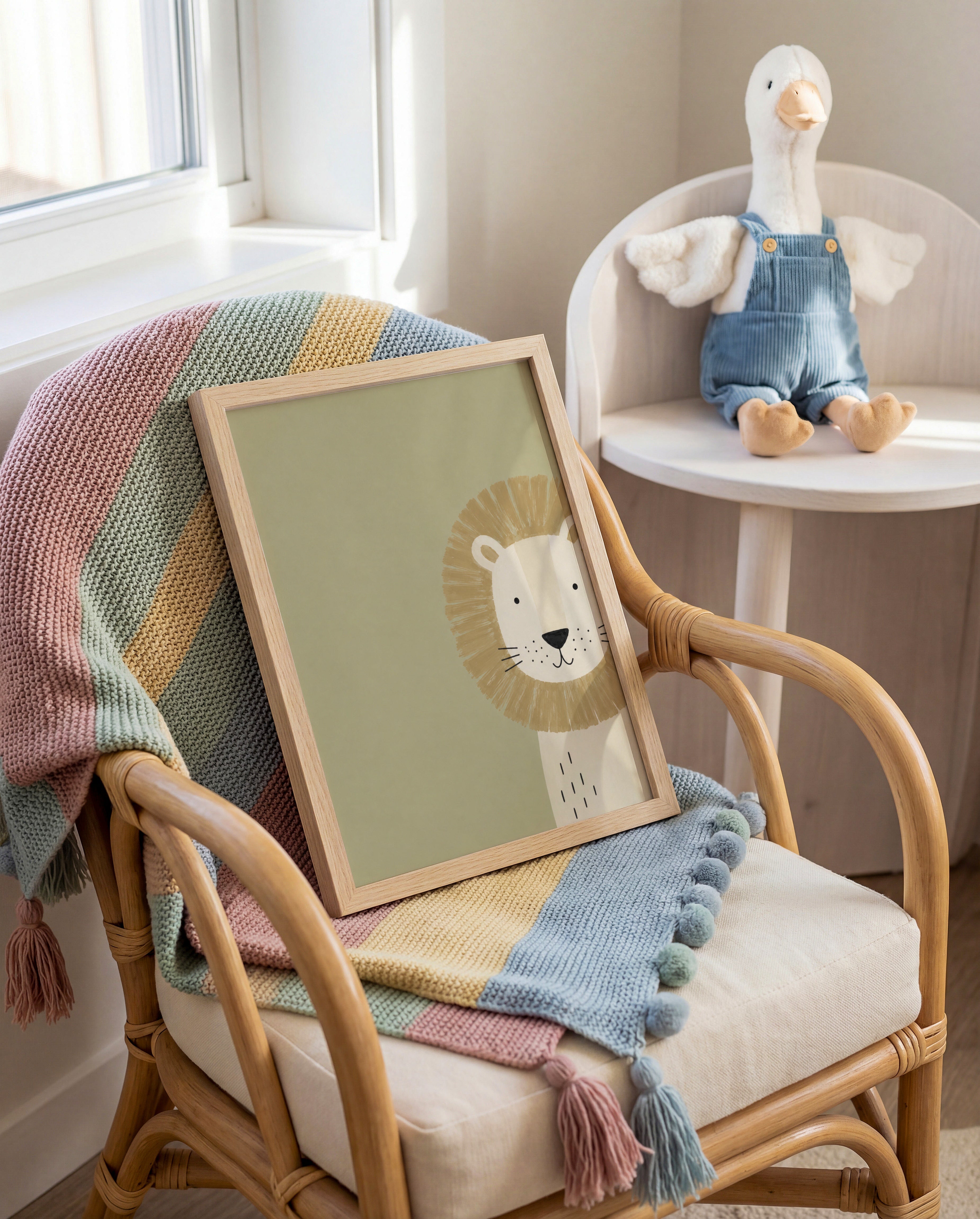 Mr. Lion Olive Green Nursery Print | Framed or Unframed
