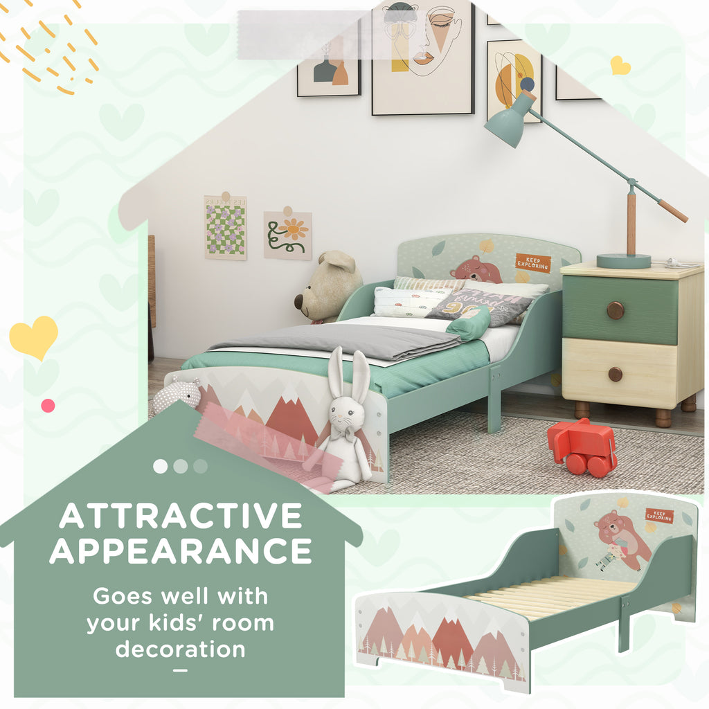 Low Kids Bed Frame with Bear Headboard