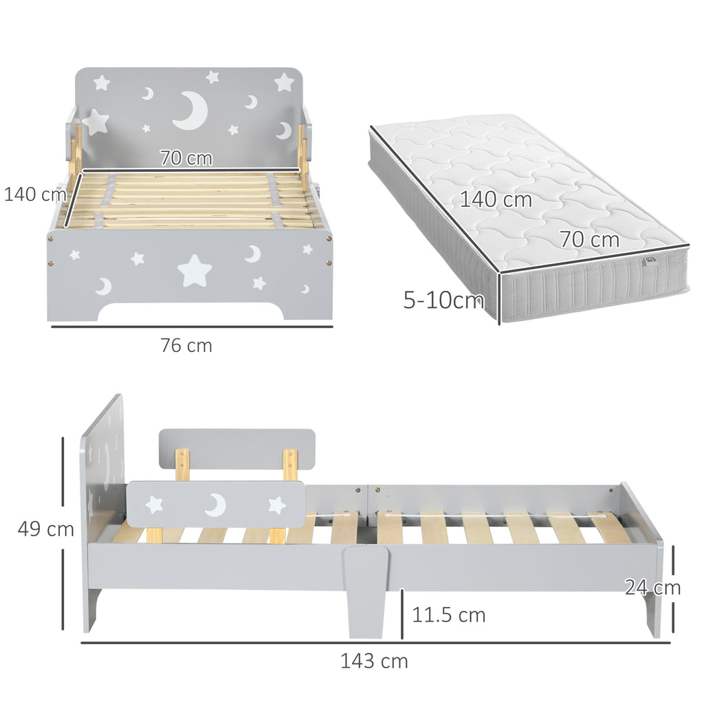 Low Kids Bed Frame with Stars and Moon Headboard