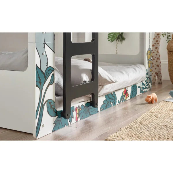Jungle Safari White and Blue Wooden Bunk Bed for Kids