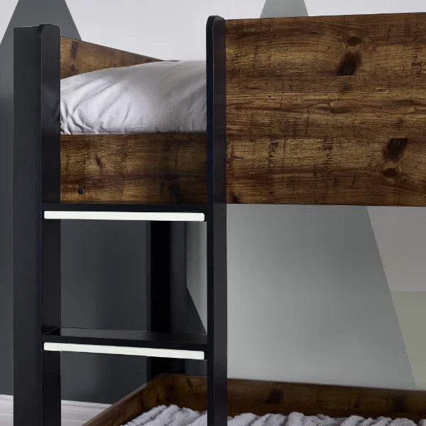 Solomon Wooden Bunk Bed – Rustic Oak & Black