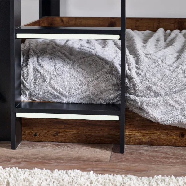 Solomon Wooden Bunk Bed – Rustic Oak & Black