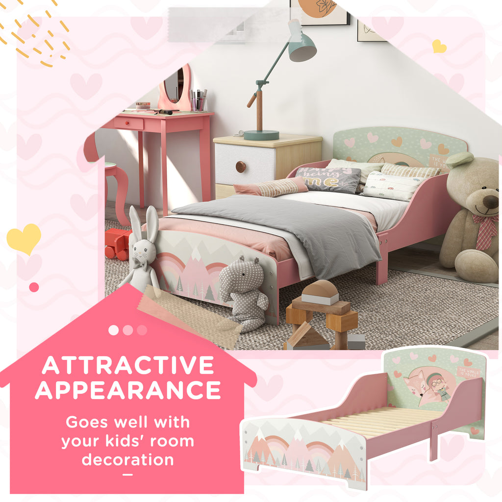 Low Kids Bed Frame with Girl and Hearts Headboard