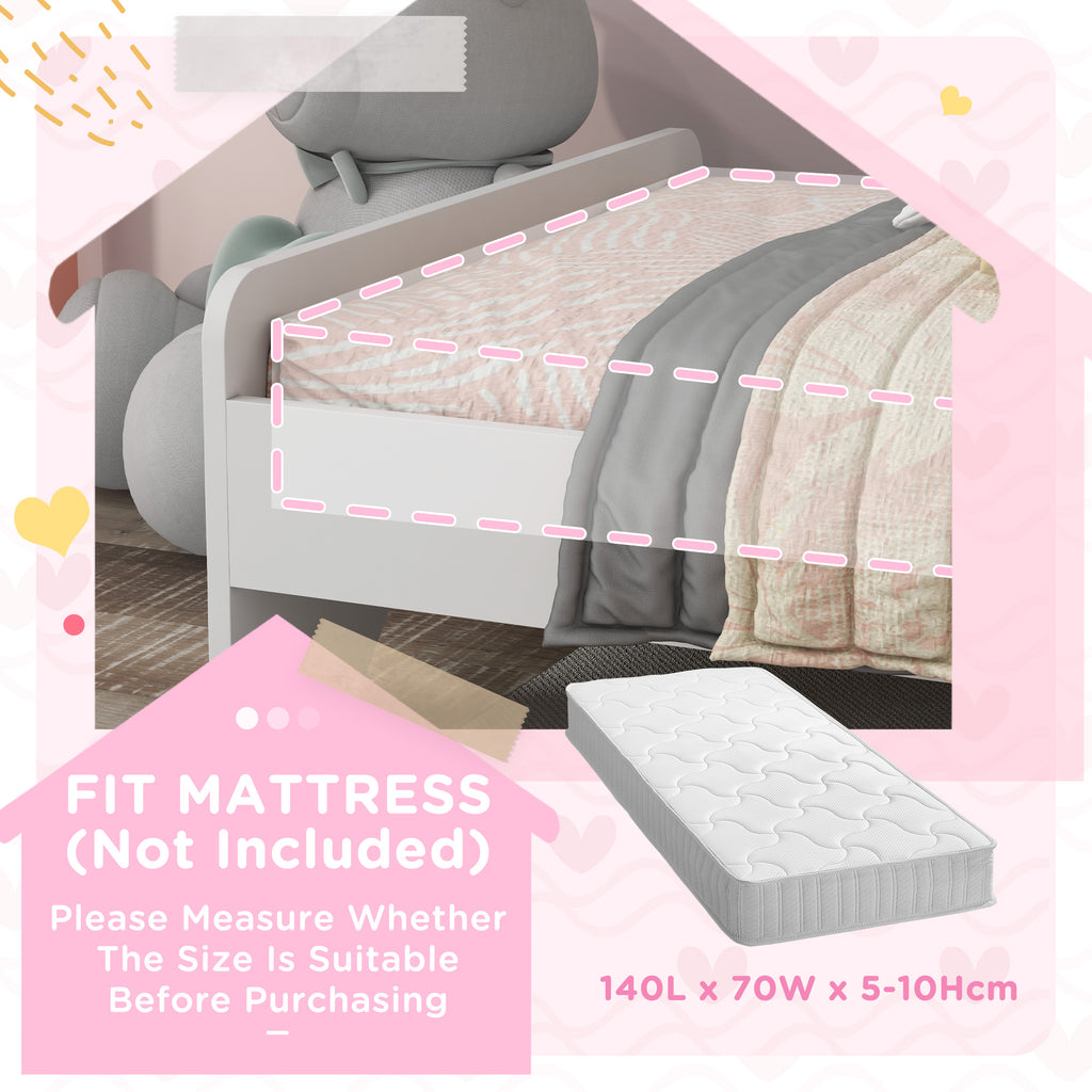 Low Kids Bed Frame with White Unicorn Headboard