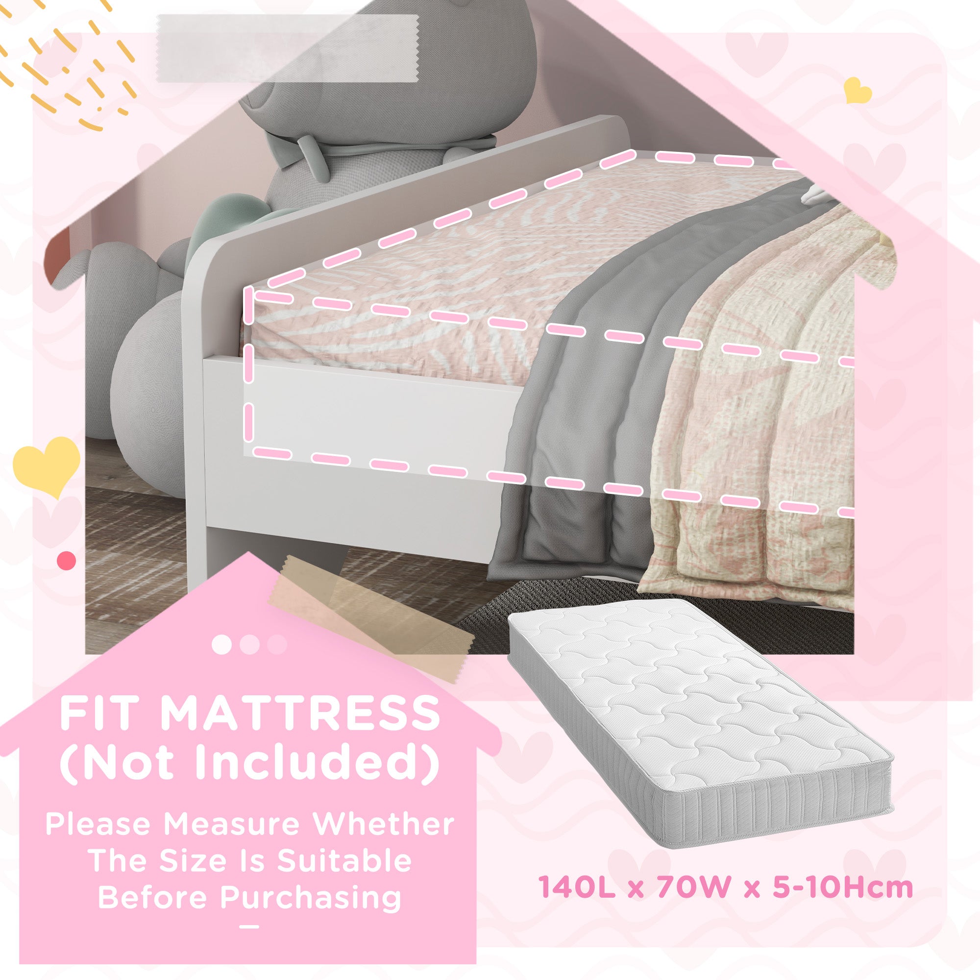 Low Kids Bed Frame with White Unicorn Headboard