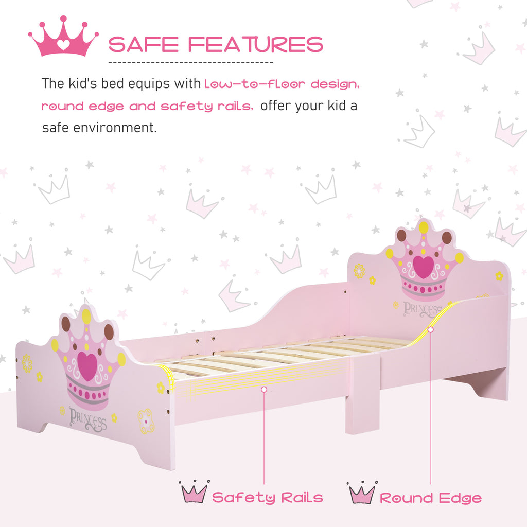Low Kids Bed Frame with Princess Crown Headboard