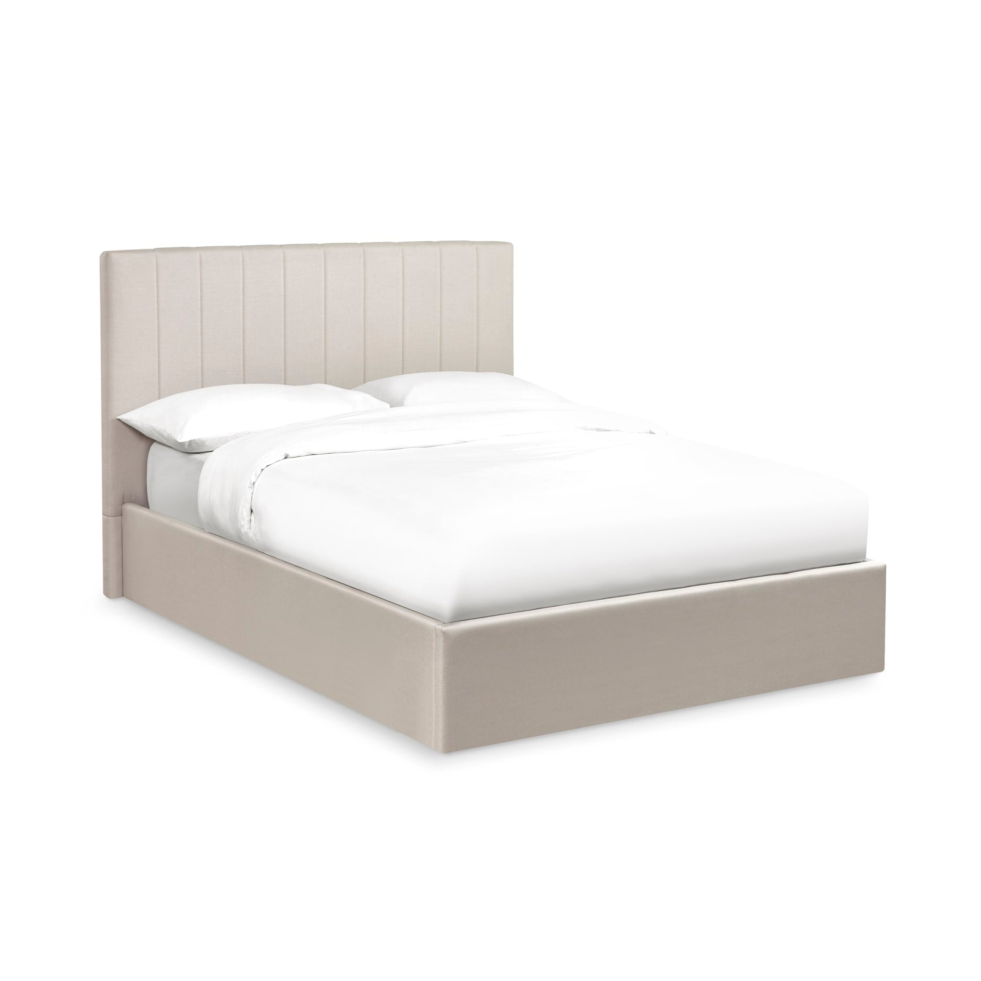 Aylen Oatmeal Linen Upholstered 135cm Double Ottoman Storage Bed Frame
