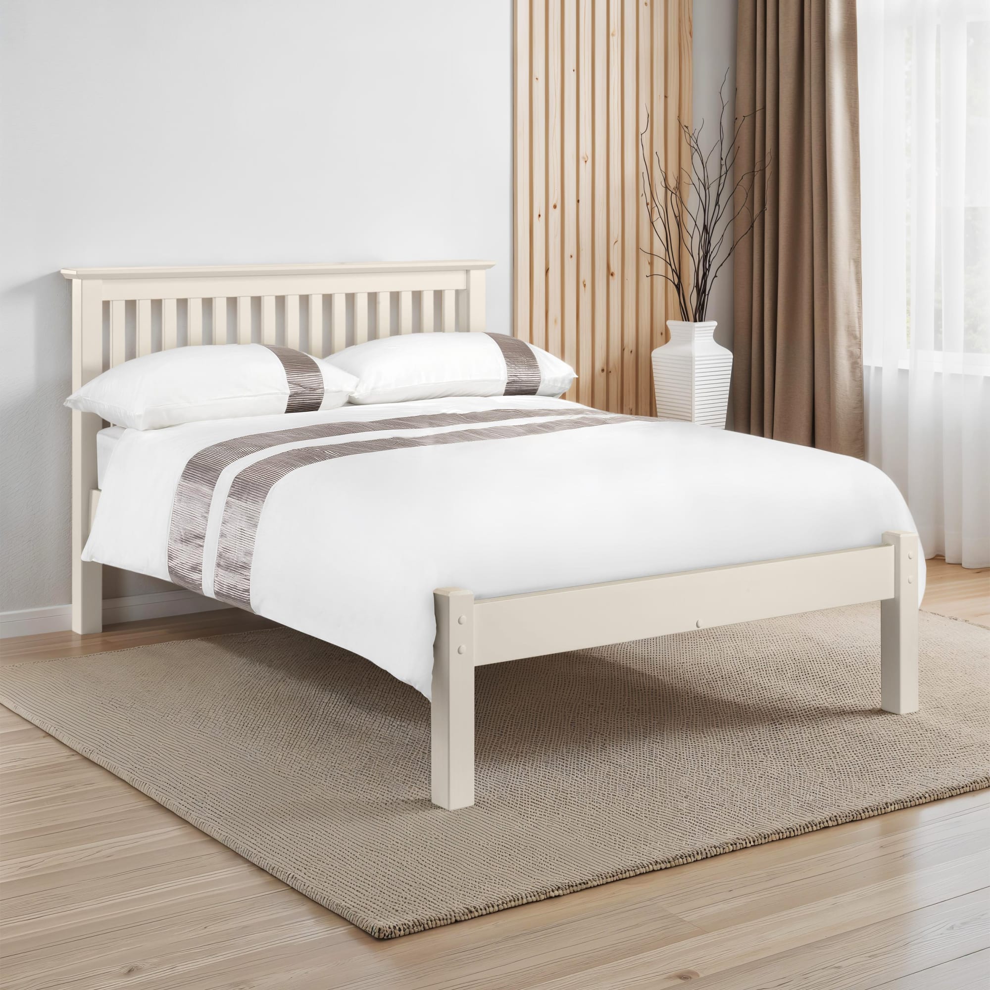 Barcelona White Low Footend 120cm Small Double Bed