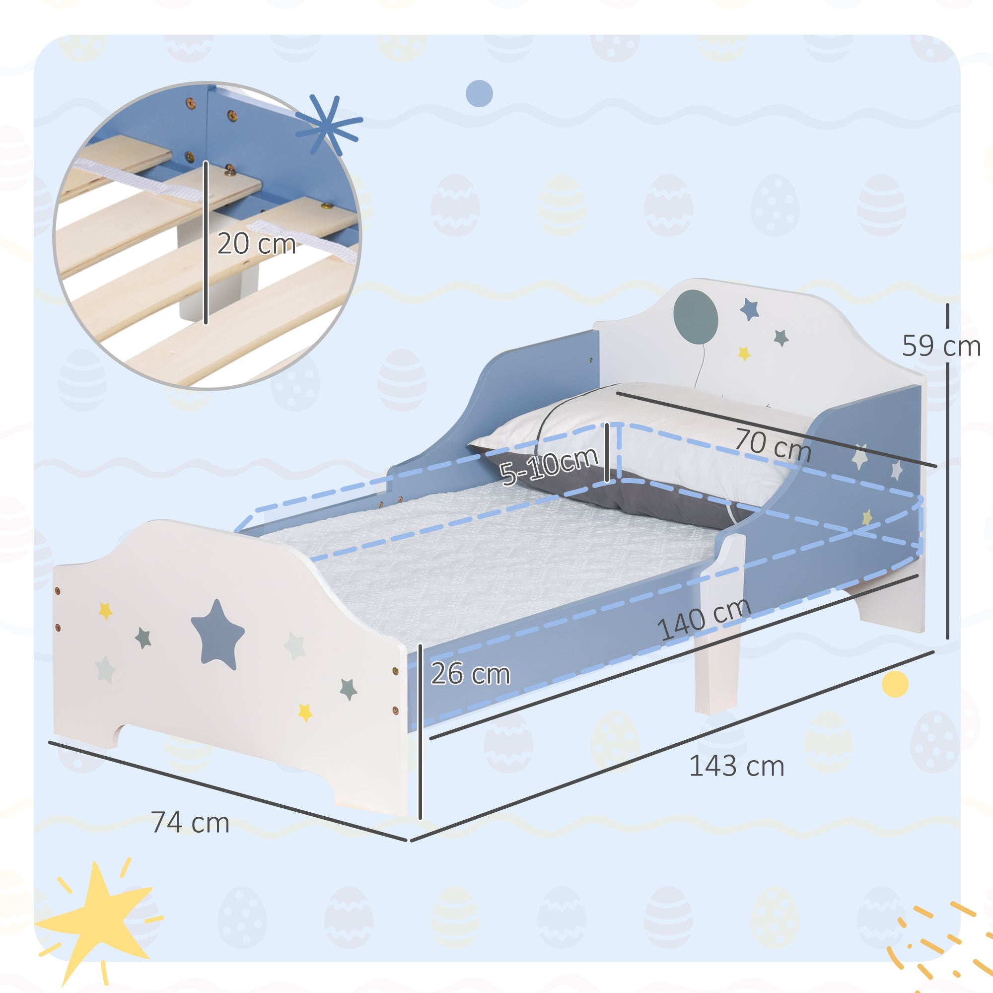 Low Kids Toddler Bed Frame with Sweet Hugs Headboard