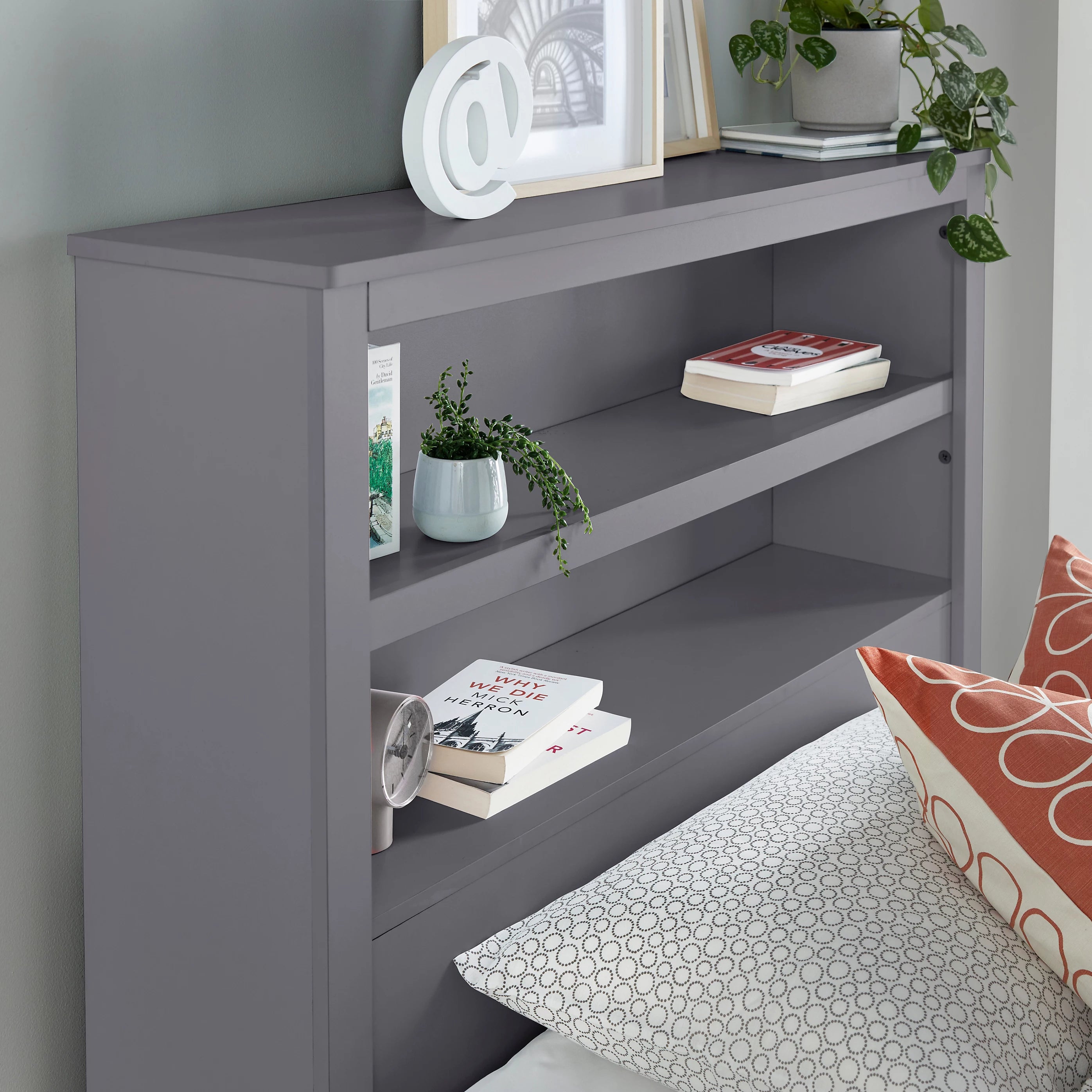 Enzo Grey Wooden 3 Drawer Bookcase Storage Bed Frame - 3ft Single