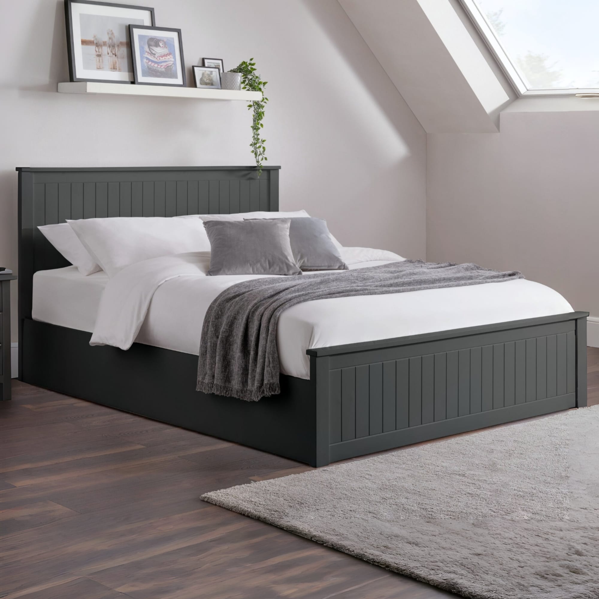 Maine Ottoman Storage 135cm Double Bed - Anthracite