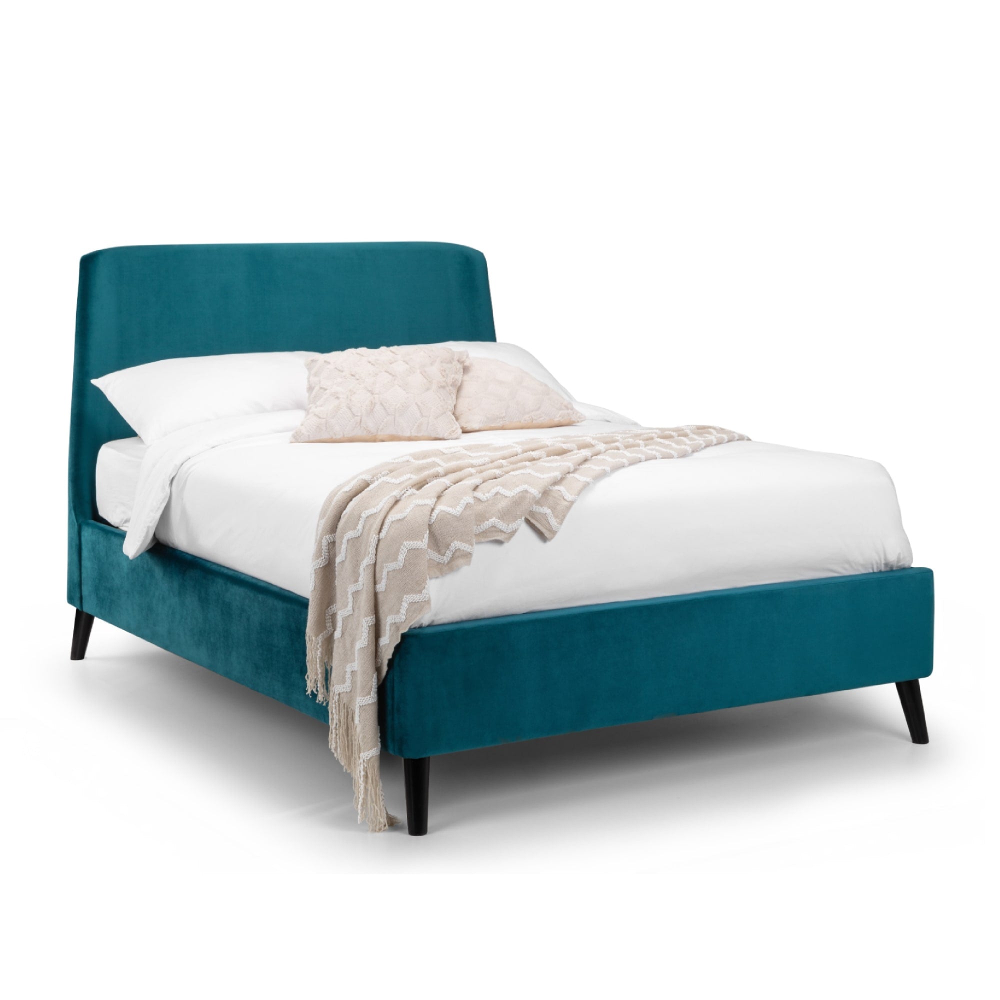 Frida Curved Velvet 135cm Double Bed - Teal