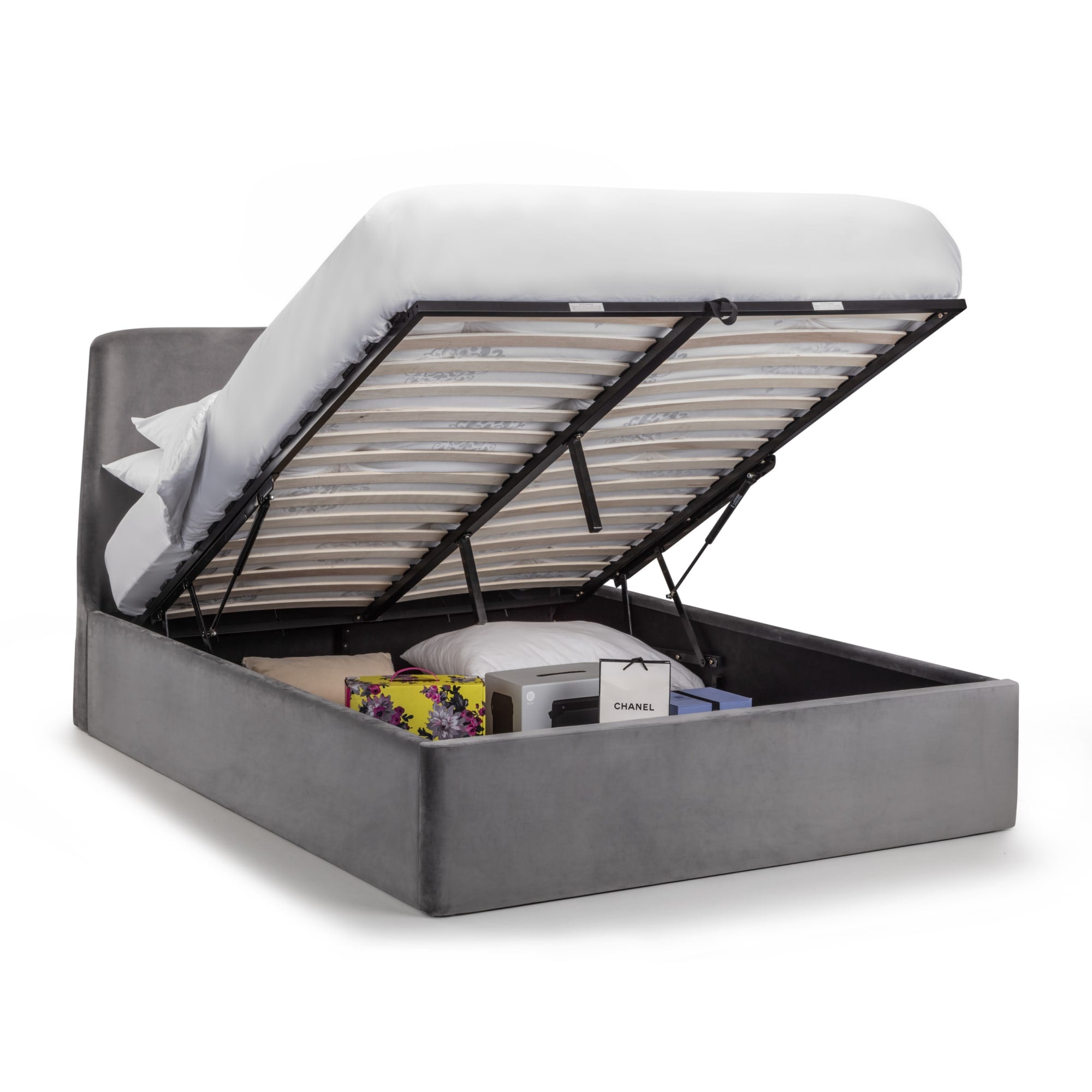 Frida Ottoman Storage 135cm Double Bed - Grey