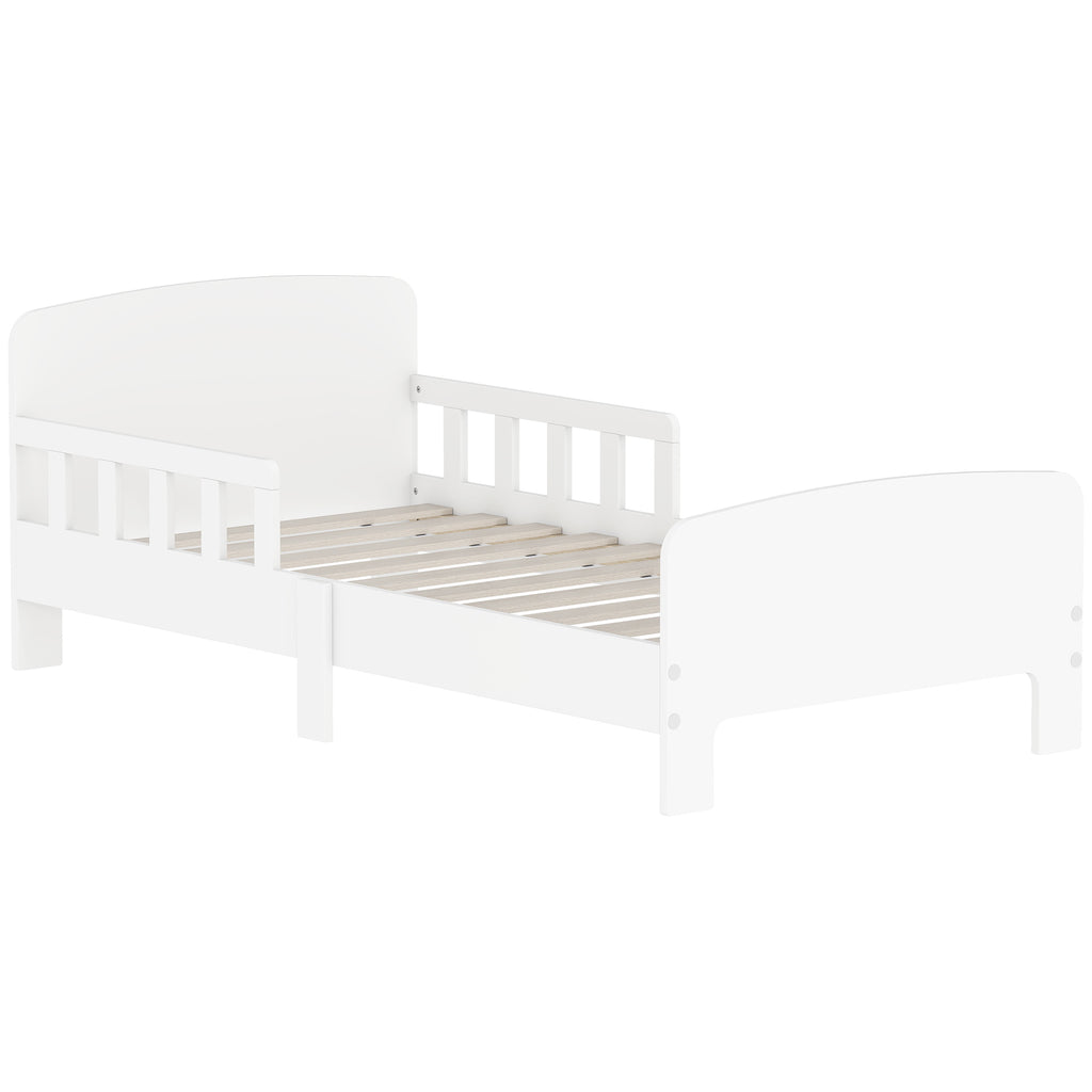 Low Kids White Bed Frame with Guard Rails