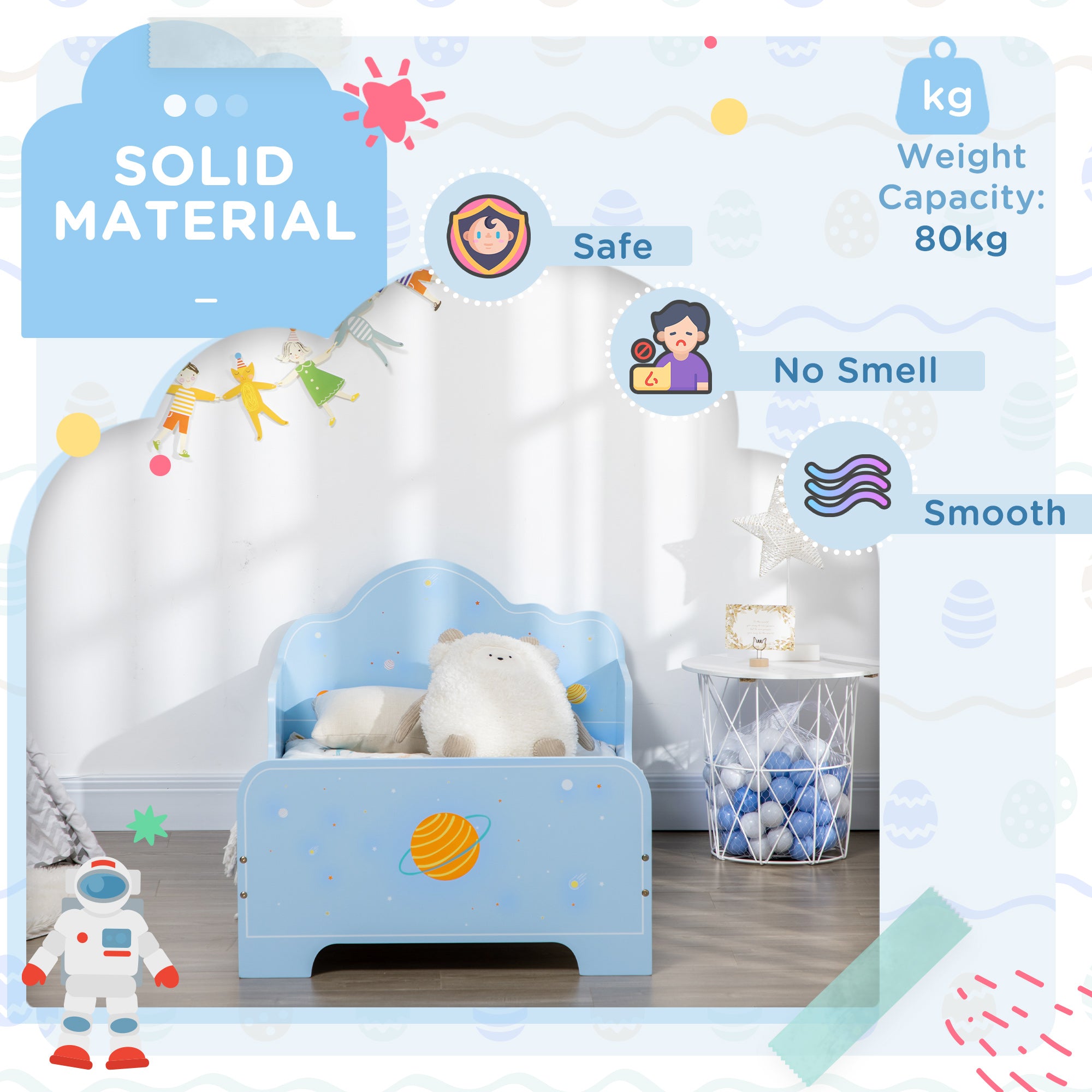 Low Kids Bed Frame with Space Headboard